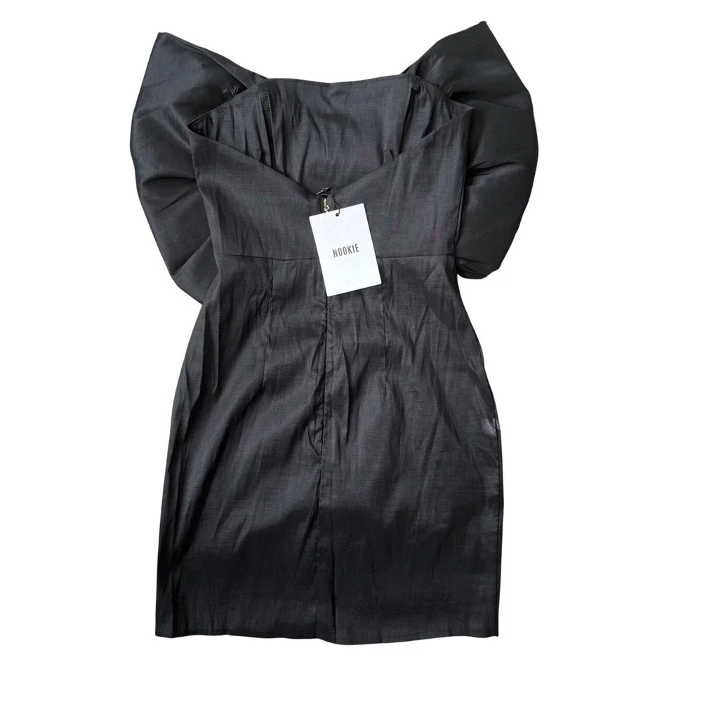 Nookie Reese Bow Mini Dress Black Strapless Boned Bodice NWT Wedding Guest Event - Picture 9 of 11